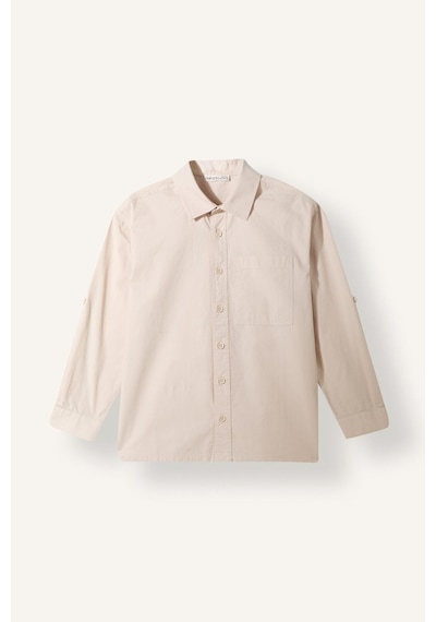 DeFacto Erkek Çocuk Oversize Geniş Kalıp Polo Yaka Paraşüt Uzun Kollu Gömlek D9848A825SMBG107