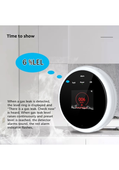 Xindoker Kablosuz Zararlı Gaz Alarm Dedektörü, Yüksek Sesli Alarm, Çoklu Durum Göstergesi, Otomatik Hava Kesme, Güvenlik
