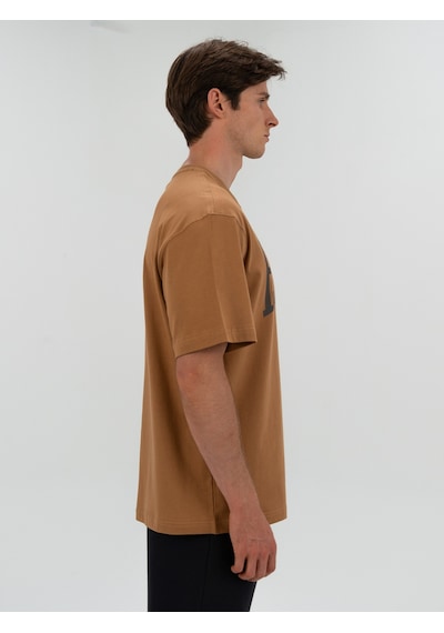 Everlast Ever Classics Comfort Logo Koyu Bej Erkek Tişört Bej
