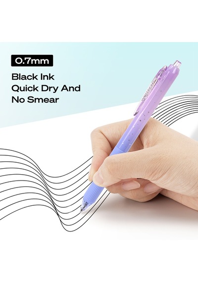Wrıtech W-0163 Soft Grıp Nebula Yeşil/mor Gövdeli Mavi Jel Kalem - 12'li Kutu Ahşap