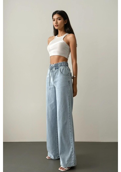 Lacarino 7970 Palazzo Kadın Jean Pantolon Lıght Blue