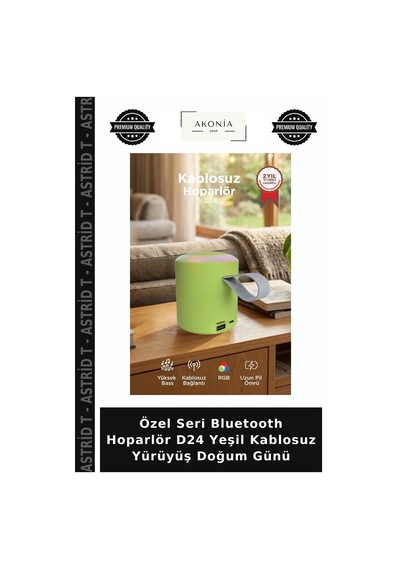 Özel Seri Bluetooth Hoparlör D24 Yeşil Kablosuz Yürüyüş Doğum Günü