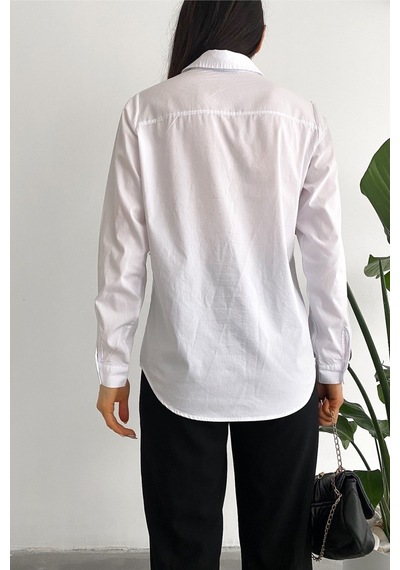 Femelle Kadın Beyaz Yeni Sezon Slim Fit Basic Gömlek
