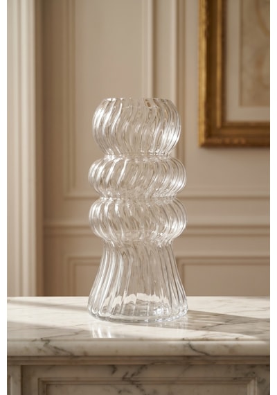Aura Boğum Cam Vazo - 25 Cm Şeffaf