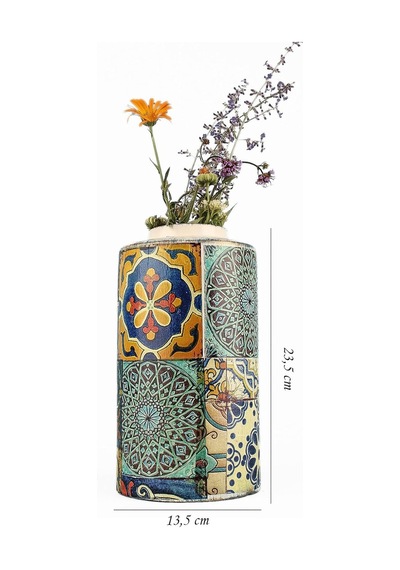 Handmade Seramik Vazo Renkli / El Yapımı, Canlı & Benzersiz Tasarım / Modern Dekoratif Obje / Çok Renkli Seramik Ma Diğer