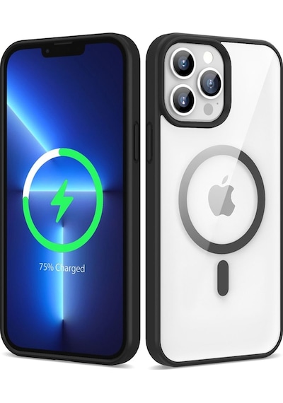 Apple Uyumlu iPhone 13 Pro Max Kılıf M-safe Wireless Şarj Özellikli Silikon Zore Ege Kapak Siyah
