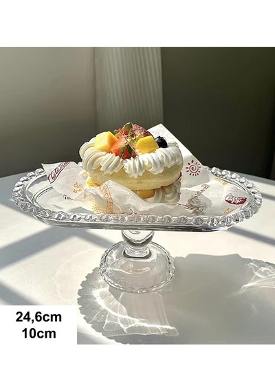 Lüks Cam Ayaklı Servis Sunumluk Oval