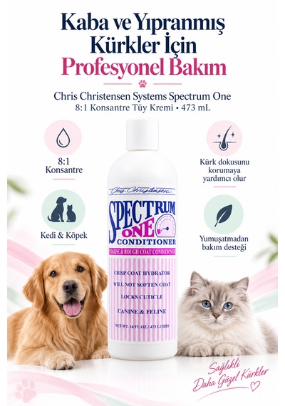 Chris Christensen Sp One 8:1 Konsantre Kaba Ve Yıpranmış Kürkler İçin Kedi Köpek Tüy Kremi 473 Ml