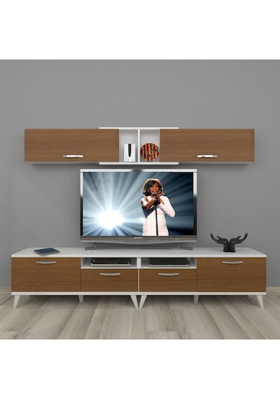 Decoraktiv Eko 5220 Mdf Retro Tv Ünitesi Tv Sehpası Beyaz - Ceviz