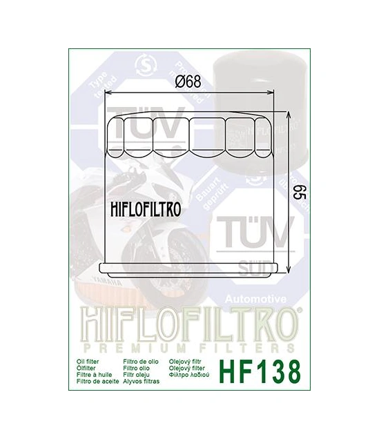 Hiflo Hf138 1992-2009 Suzuki Vs 800 Intruder Uyumlu Yağ Filtresi 94193429