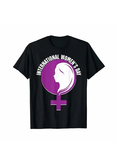 Modi 8 Mart Dünya Kadınlar Günü Baskılı Oversize Bisiklet Yaka T-shirt - Siyah
