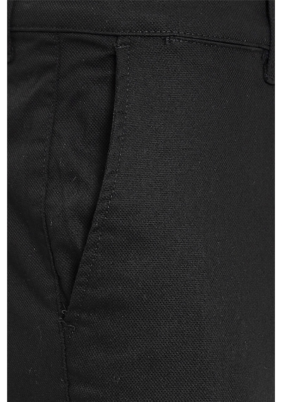 Süvari Siyah Slim Fit Armürlü Pantolon