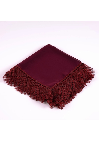 İğne Oyalı Şal Namaz Örtüsü, 144x68 Cm. Bordo Bordo