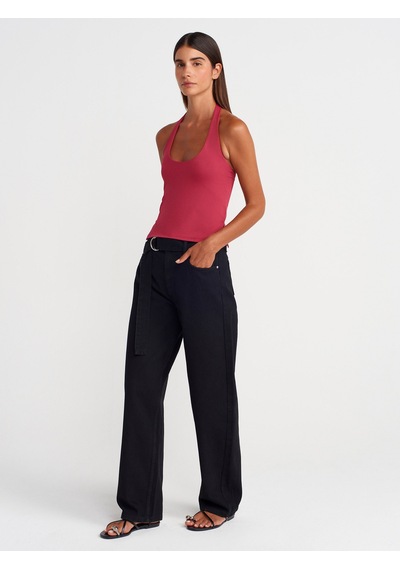 Dilvin 31753 Halter Yaka Top-koyu Fuşya Koyu Fuşya