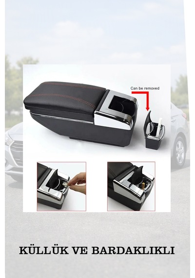Chevrolet Aveo 2012 Uyumlu Küllüklü Bardaklıklı Siyah Renk Kol Dayama Lüks Tip
