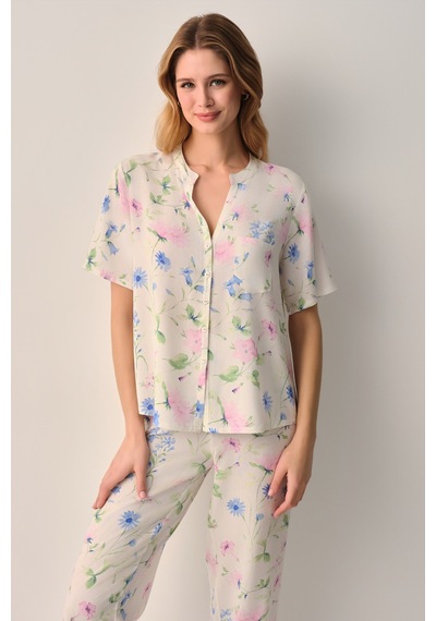 Suwen Magnolia Gömlek Yaka Pijama Takımı Sh26516660b338 Ekru