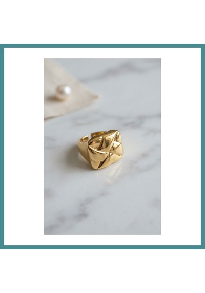 Trendexa Geometrik Origami Tasarımlı Ayarlanabilir Gold Renk Yüzük Mac