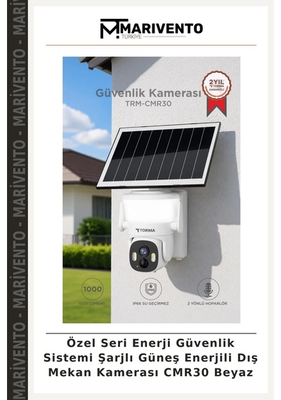 Özel Seri Enerji Güvenlik Sistemi Şarjlı Güneş Enerjili Dış Mekan Kamerası Cmr30 Beyaz