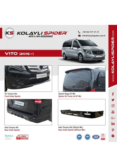 Mercedes Vito Spoiler Bagaj Gt 2 Prç Fiber 2015 ve Sonrası