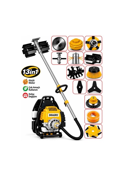 Dragro Drg-13 Premium 13 Parça S Sırt Tipi Motorlu Tırpan Çift Çapa Bahçe Seti