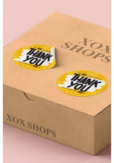 Sarı Zemin Fırça Darbeli Thank You Sticker 3x3cm St2245 Çok Renkli