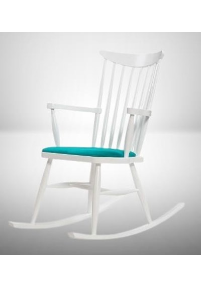 Zus300 Model 90476 Sallanan Sandalye Beyaz Ahşap Retro Ayak Kutuda Sevk El Yapım Beyaz