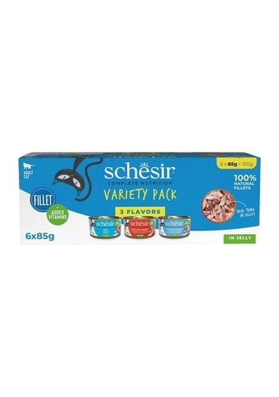 Schesir Jelly Karışık Jöle İçinde Yetişkin Kedi Konservesi 3 Çeşit 85gr X 6 Adet