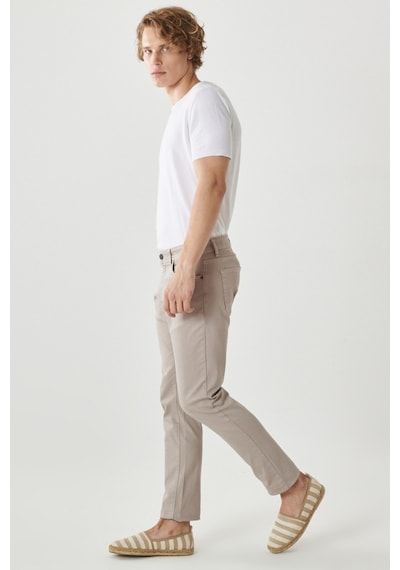 AC&Co / Altınyıldız Classics Altinyildiz Classics Erkek Taş 360 Derece Her Yöne Esneyen Slim Fit Dar Kesim Pamuklu Rahat Pantolon 4A1400000101TAS58 Taş