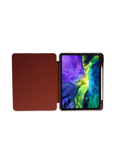 Apple iPad Uyumlu  10.2 8.nesil Kılıf Kalemlikli Mars Tablet Kılıfı - Mürdüm