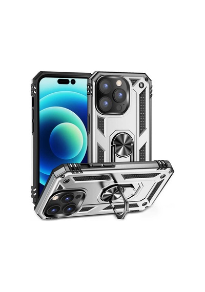 Apple iPhone Uyumlu 14 Pro Max Kılıf Kamera Koruyucu Manyetik Standlı Tank Koruma Pazarplus Kırmızı