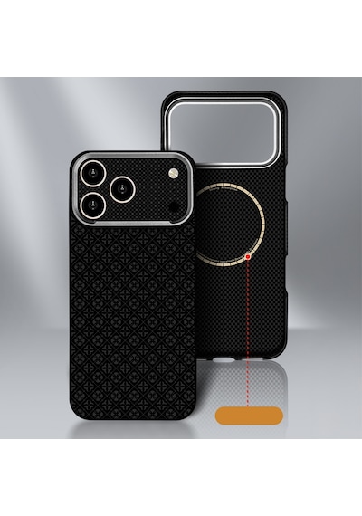 Apple iPhone Uyumlu 17 Pro Max Kılıf Magsafe Şarj Özellikli Premium Retro Çiçek Desenli Kamera Ve Lens Korumali Velix Sert Pc Kapak Siyah