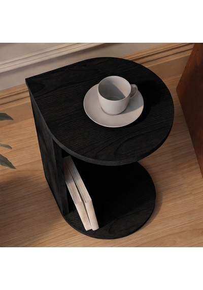 İnarch Dizayn Drop Modern Tasarım Yan Sehpa Kompakt Ve Ergonomik Yan Masa Ahşap Siyah Ahşap - Siyah