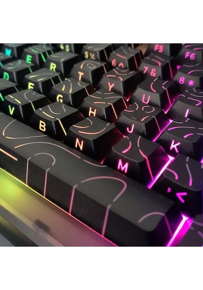 Mekanik Klavye Kontur Keycaps Seti- 97 Tuş Şeffaf Rgb Uyumlu Çizgili Tuş Takımı