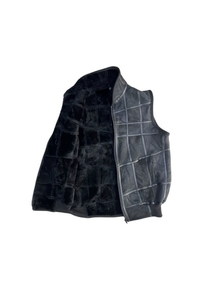 Lnleather Patchwork Içi Kürk-Dışı Süet Hakikideri Yakalı Trikodetaylı Yelek