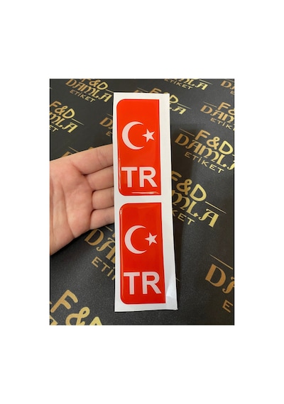 Türk Bayrağı Plaka Damla Sticker Arma 2 Adet Su Geçirmez Yapışkanlı Kaplama