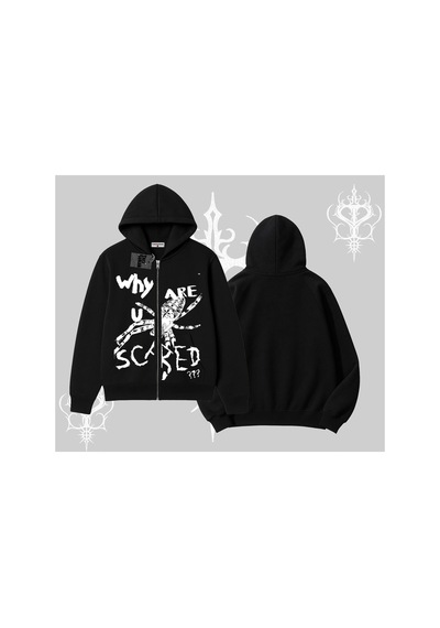 Tarzsokak Beyaz Hırka Sweatshirt Why Are U Scared Siyah
