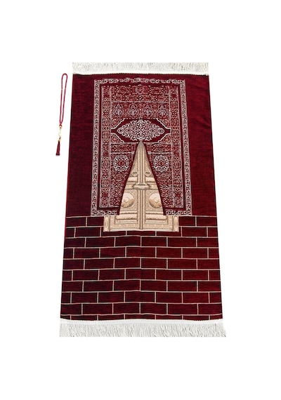 Kabe Kapısı Modeli Desenli Şönil Seccade Bordo