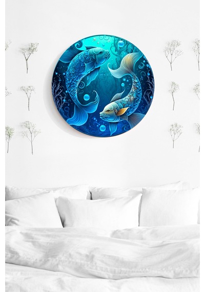 Balık Burcu Astroloji Duvar Tablosu, Burç Sembol Şık Ahşap Mdf Tablo, Ev, Ofis, Duvar Dekorasyonu