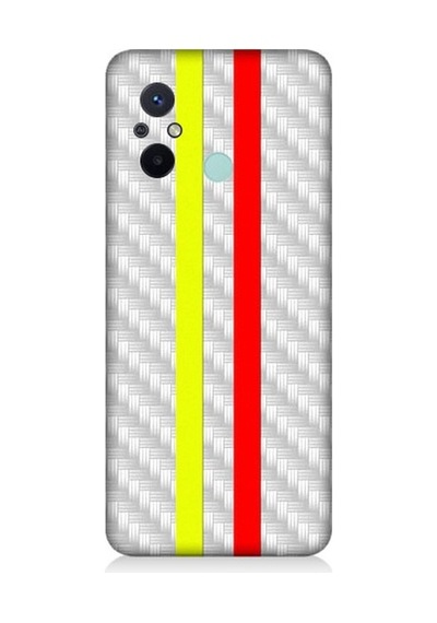 Xiaomi Redmi 12c Uyumlu Sarı Kırmızı Metal Motif Desenli Silikon Kılıf