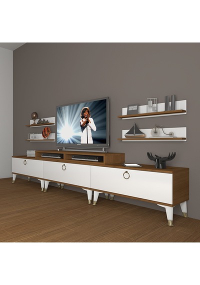 Decoraktiv Ekoflex 270r Mdf Gold Tv Ünitesi Tv Sehpası - Ceviz Beyaz Ahşap - Beyaz Decoraktiv Ekoflex 270r Mdf Gold Tv Ünitesi Tv Sehpası - Ceviz Beyaz Ahşap - Beyaz
