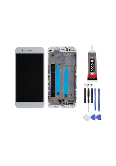 Xiaomi Mi A1 Uyumlu Lcd Ekran Çıtalı Beyaz + Montaj Kiti