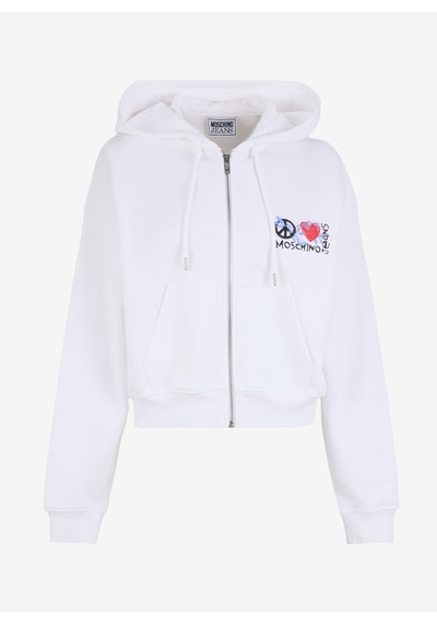 Moschino Jeans Beyaz Kadın Kapüşon Baskılı Sweatshirt A1708-4002