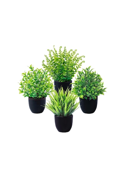 4 Paket Küçük Sahte Bitkiler Plastik Mini Yapay Saksı Bitkileri Masa Raf Banyo Ofis Ev Süslemeleri Diğer