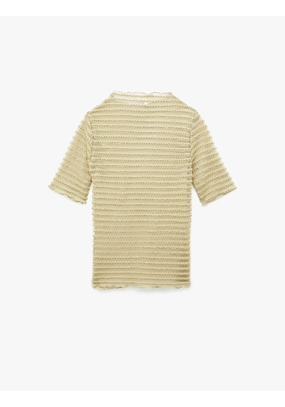 Koton Yarı Transparan Sarı Kadın T-shirt 6sak50009ek Sarı