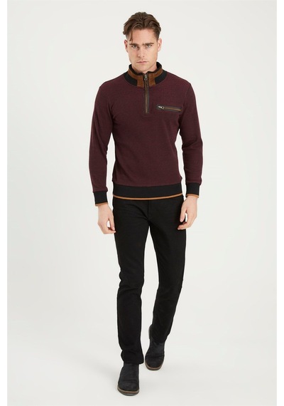 1039 Dewberry Erkek Sweatshırt-siyah-bordo Siyah-bordo