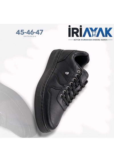 İriayak Erkek Büyük Numara Rahat Kalıp Erkek Günlük Ayakkabı 45-46-47 Siyah