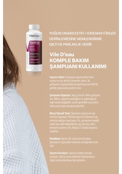 Villed'eau Yıpranmış Yağlı ve Kırılan Saçlar için Dökülme Karşıtı Şampuan 100 ML