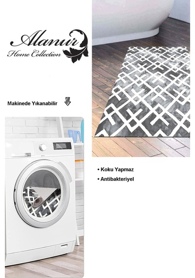 Dekoreko Kaymaz Taban Djt Banyo Halısı Trend Iskandinav S5039 gri