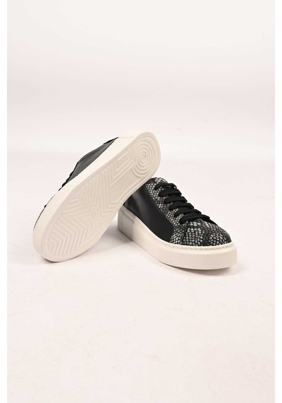 Bestello Bağcıklı Poli Taban Hakiki Deri Sneaker 101-5022-09-26k Kadın Ayakkabı Siyah