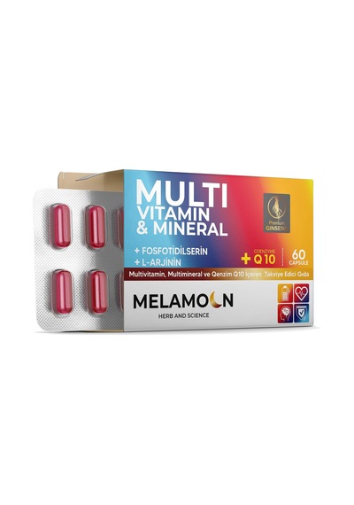 Melamoon Multivitamin, Mineral Ve Qenzim Q10 İçeren Kapsül Takviye Edici Gıda 60 Kapsül